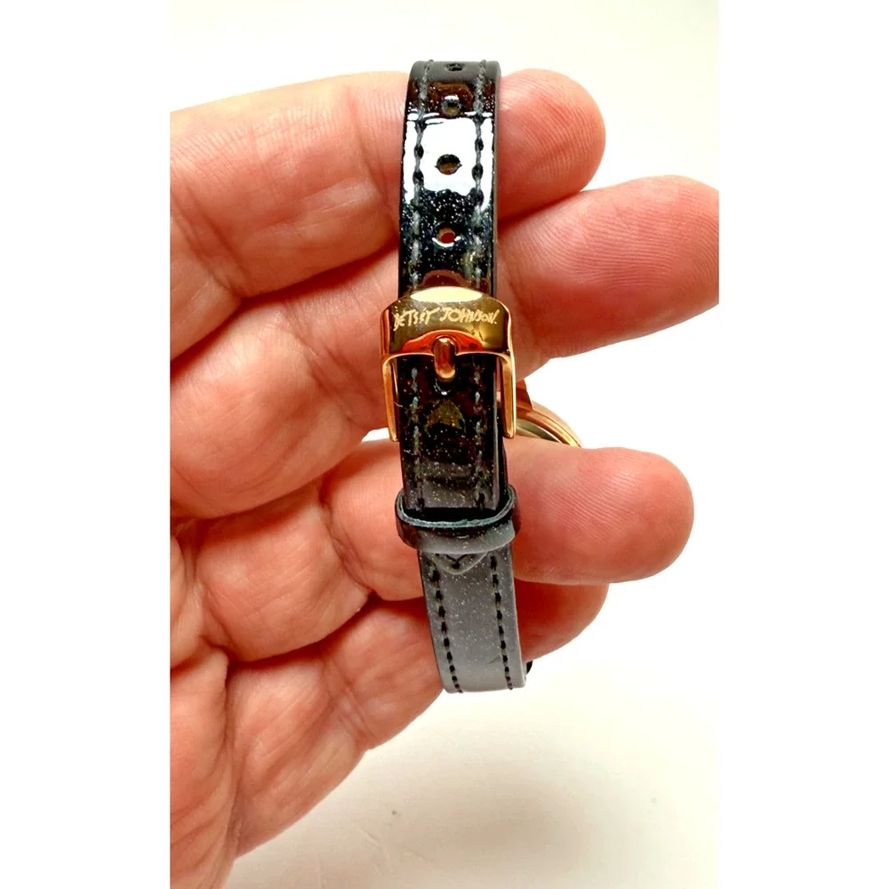 Betsey Johnson French Bulldog Frenchie Watch Gold Tone New Battery Works Black - Picture 7 of 7